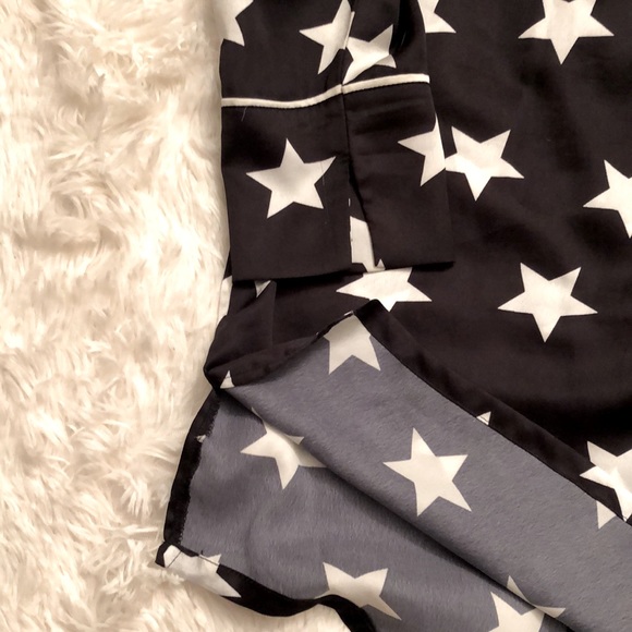 Black Long Pajama Shirt with White Stars - Picture 5 of 5